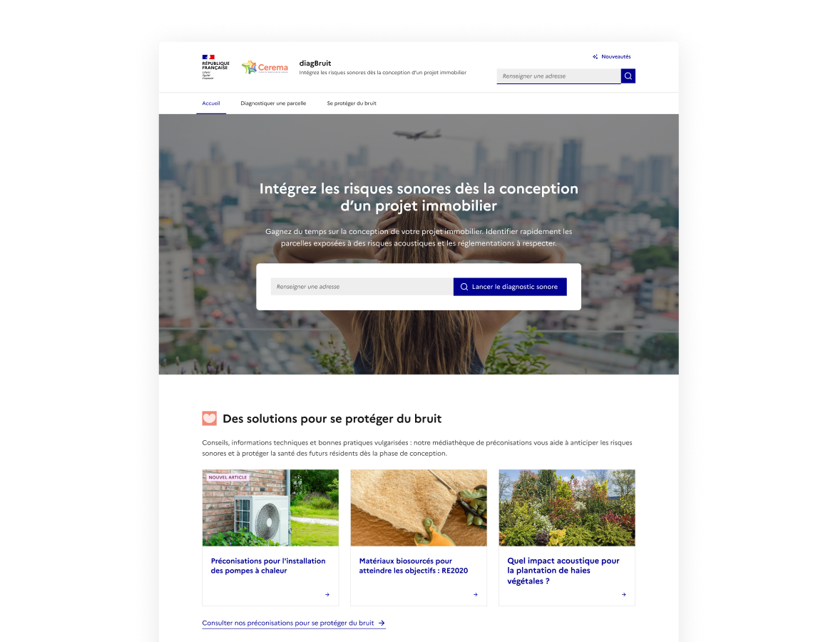Nouvelle page d’accueil avec un engagement fort vers le diagnostic